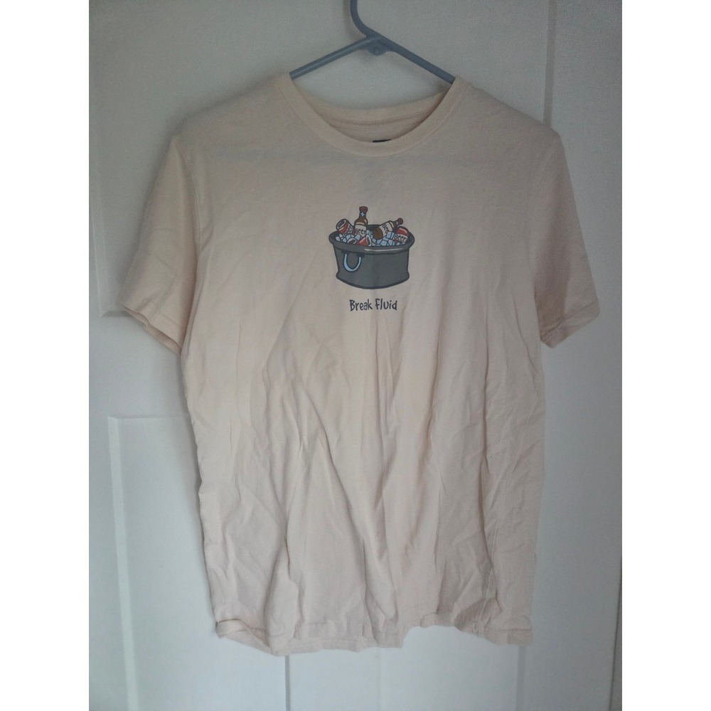 Positivitees Mens Break‎ Fluid Graphic T-Shirt Cream Short Sleeve Cotton Size M